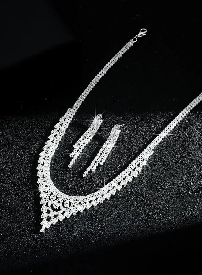 تايك تو طقم مجوهرات قطعتين عقد وأقراط مزين